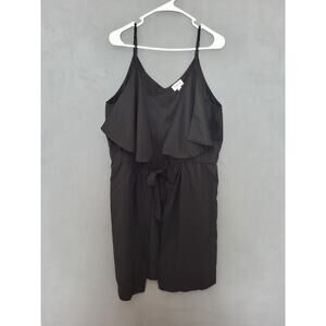 TEREA Women's Plus Size Elise Double Layer Mini Dress Black Size XL